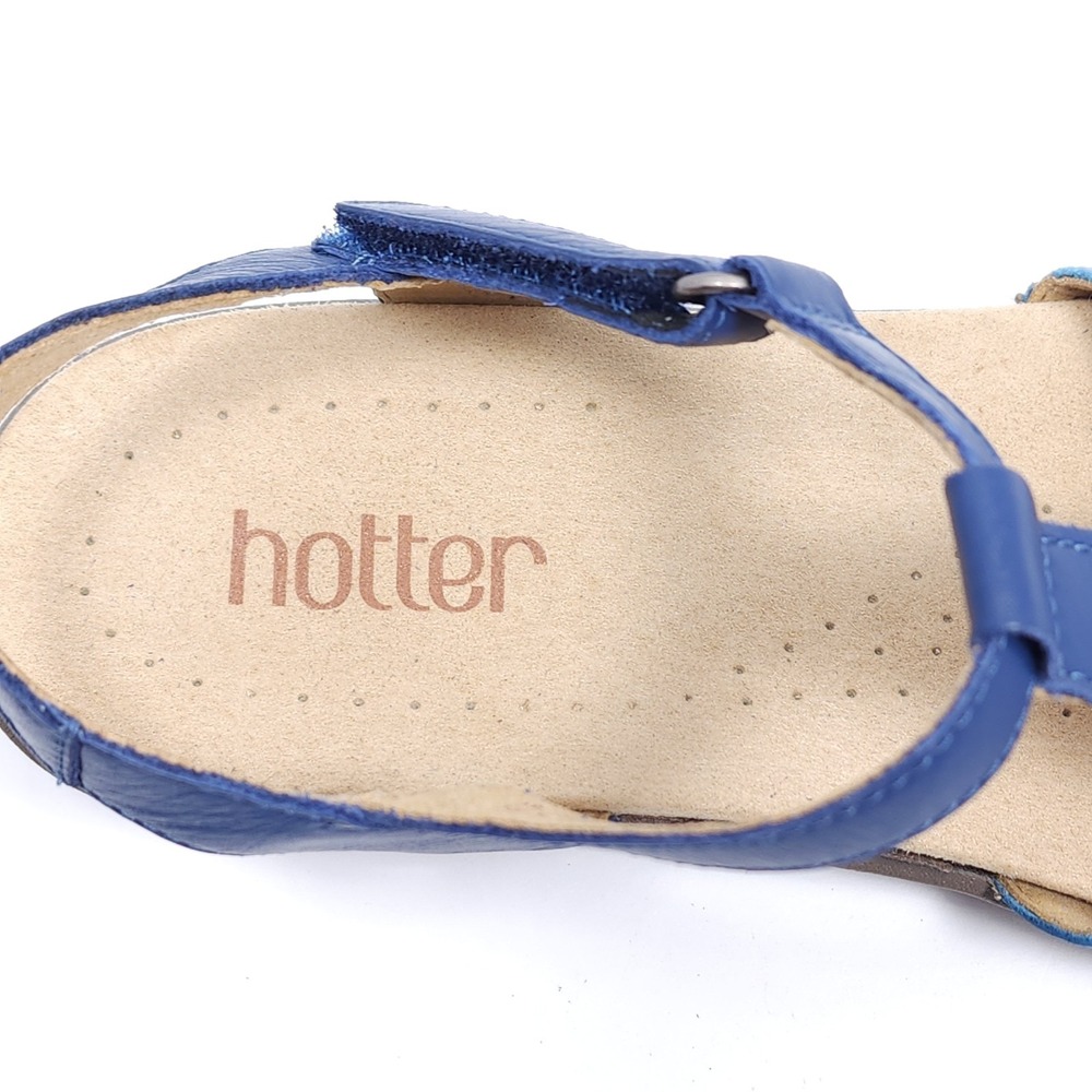 Hotter Soli Women's Leather Gladiator Sandals STD Aquatic Blue & White Size 9 - Picture 15 of 16